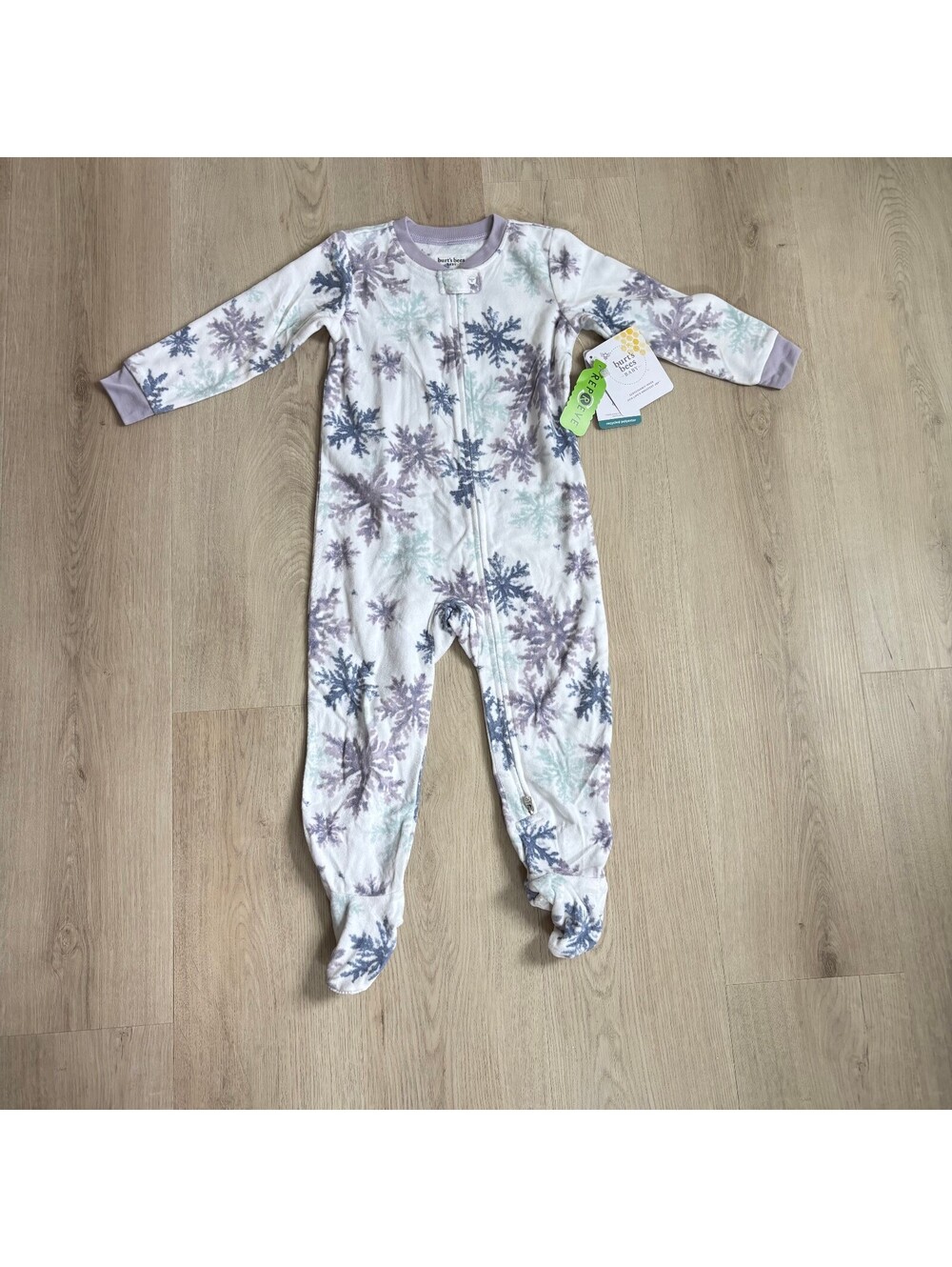 Burt's Bees NWT Snowflake Flurries Polarbee Repreve Microfleece Pajamas Size 24M
